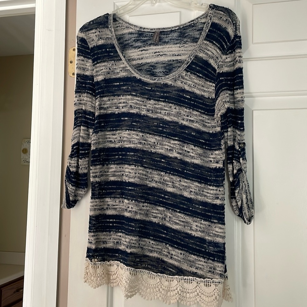 Vanity -  Stripe 3/4 Sleeve Tunic